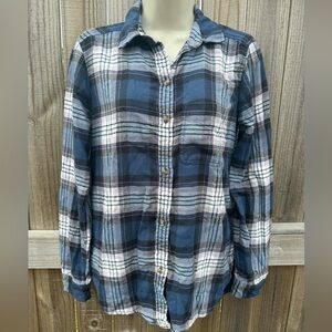 American Eagle Outfitters Amazingly Soft Plaid Boyfriend Fit Button-Up Shirt XS